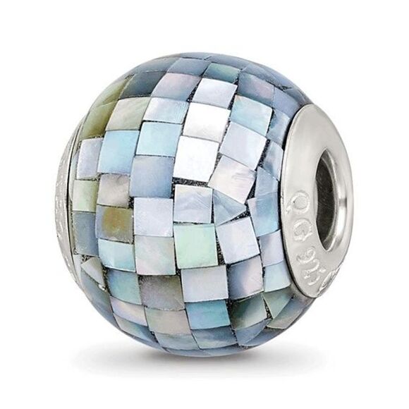 Brand new Sterling Silver Reflections Black Mother of Pearl Mosaic Bead - Picture 1 of 3